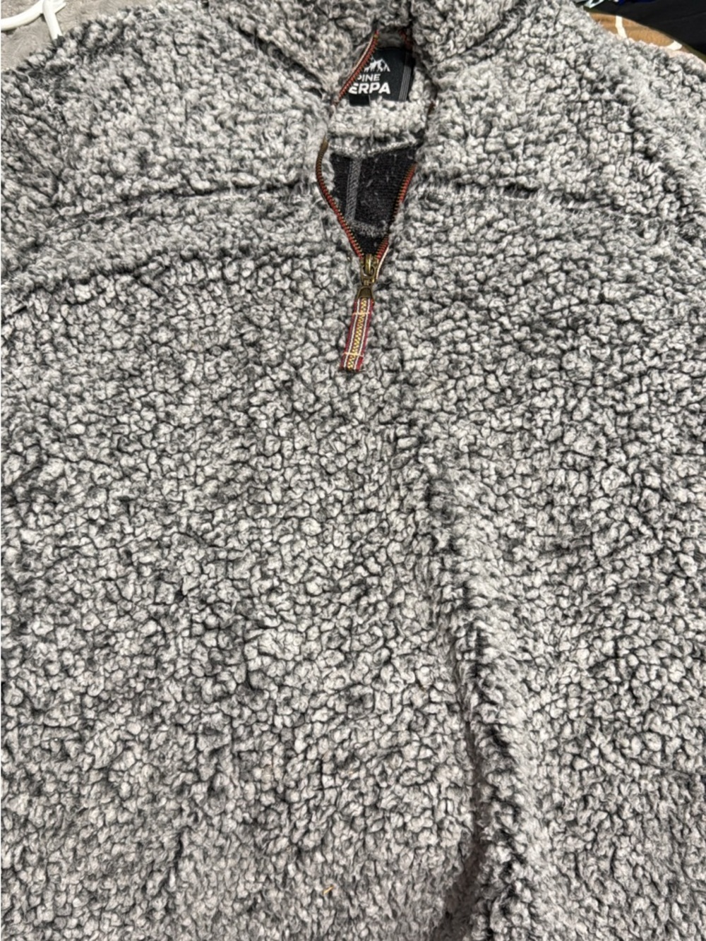 Sherpa Fleece Pullover Jacket - Gray small